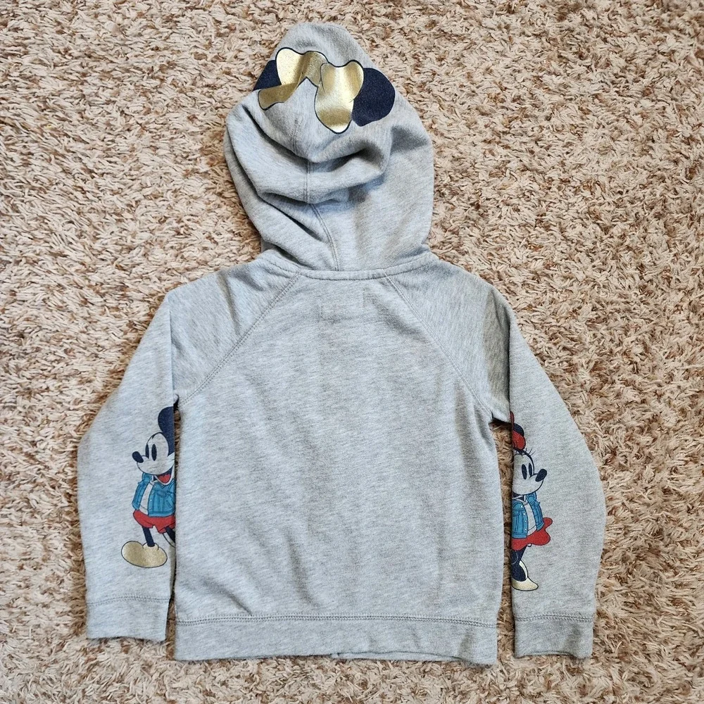 Baby Gap Disney Mickey Minnie Print‎ Sleeve Kid Sz 8 Zip Up Hoodie